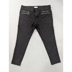 Bisou Bisou Pants Womens 12 Black Ponte Skinny Dress Faux Leather Zip Pockets